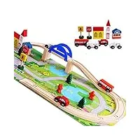 mango town train bois assemblage jouet rail voiture enfant maquette construction rail train pour enfant garçons filles 3+ ans