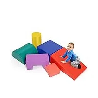 costway 6pcs blocs de construction en mousse fait en pu+epe colorée jouets educatifs pour dvelopper les cpacités mtrices des enfants d'Âge préscolaire, bébés (banane)