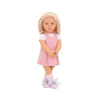 our generation 70.31208z naty poupée tendance avec tenue rose cheveux blonds et yeux bleus sarcelle, poupée tendance de 46 cm avec robe rose