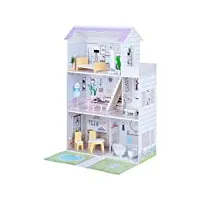 olivia’s little world giant doll house avec 16 poupées accessoires, maison de poupées en bois avec mobilier, 3 étages, poupées pour enfants pour des poupées de 12 pouces / 30 cm, âgés de 3 ans +