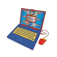 lexibook jc598pai4 paw patrol ordinateur portable éducatif et bilingue pour enfant (garçons et filles) 124 activités, apprendre à jouer à des jeux et de la musique avec chase marshall rouge/bleu