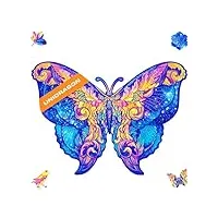 unidragon original puzzle en bois — papillon intergalactique, 306 teile, grande taille 16.1 x 11.8 pouces (41 x 30 cm) bel emballage cadeau, forme unique meilleur cadeau pour adultes et enfants