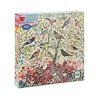 eeboo- songbirds tree puzzle 1000 pièces carton recyclé pour adulte, pztsbd, multicolore