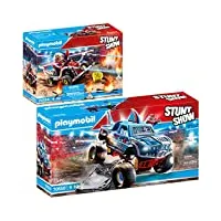 playmobil® stuntshow lot de 2 articles 70550 70554 monster truck requin + véhicule et pompier