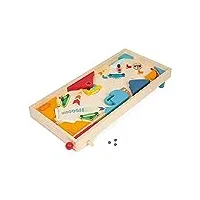 janod - flipper en bois rétro - jeux de société enfant - jeu d'adresse - apprentissage stratégie et concentration - certifié fsc - dès 5 ans, j02088