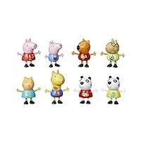 peppa pig pack de 8 figurines : peppa et george pig, peggi panda, candy cat et autres, exclusivité amazon, dès 3 ans