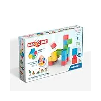 geomag - magicube 24 cubes - blocs de construction magnétiques à empiler pour bébé dès 1 an - 4 couleurs - jouet educatif montessori pour enfants à assembler- construction 3d - fabrication suisse