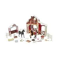 spirit : l'indomptable, coffret centre Équestre deluxe lucky & spirit, avec poupée lucky, 2 figurines chevaux, écurie, paddock et accessoires, jouet enfant, hdk57