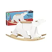 vilac - jeux et jouets - jeu en bois - bascule ours pompon - equilibre - place assise - blanc - jeu pour enfants dès 18 mois - fabriqué en france - 9104