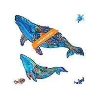 unidragon original puzzle en bois — baleines laiteuses, 172 teile, moyenne 12.9 x 7.8 pouces (33 x 20 cm) bel emballage cadeau, forme unique meilleur cadeau pour adultes et enfants