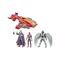 marvel spider-man jet araignée, figurines 15 cm spider-man, marvel's vulture, doctor strange, 4 projectiles, dès 4 ans
