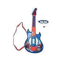 lexibook - marvel spider-man - guitare électronique lumineuse avec micro, lunettes avec microphone, mélodies, 2 modes de jeu, prise pour mp3, bleu/rouge, k260sp
