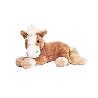 uni-toys - cheval marron, couché - 28 cm (longueur) - ferme - peluche