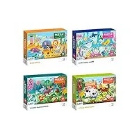 dodo - lot de 4 puzzles 60 pièces sur le thème des animaux pour enfants de 4 ans et plus - cadeau éducatif parfait pour garçons et filles (animaux)