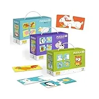 dodo - lot de 3 puzzles (animaux de compagnie, où vivent les animaux, que mangent les animaux) - pour enfants de 2 ans et plus - cadeau éducatif pour garçons et filles