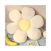 35-53 cm belle fleur colorée oreiller jouet peluche plante dessin animé peluche chaise coussin canapé enfants amoureux cadeaux d'anniversaire (couleur : blanc jaune, hauteur : 45 cm)