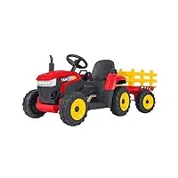 e-spidko globe jouets - tracteur avec remorque détachable, rouge, véhicule électrique pour enfants avec mode radio commande, deux vitesses et effets sonores 40435