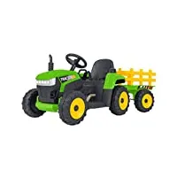e-spidko globe jouets - tracteur avec remorque détachable, vert, véhicule électrique pour enfants avec mode radio commande, deux vitesses et effets sonores 40434