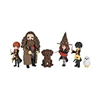 harry potter - multipack 4 figurines magical minis wizarding world - 4 figurines poupées articulées 8 cm avec 2 créatures et 3 accessoires À collectionner - jouet enfant 5 ans