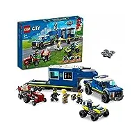 lego 60315 city le camion de commandement mobile de la police, jouet de remorque avec tracteur, figurines policiers, cadeau nöel garcons, filles 6 ans