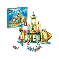 lego 43207 disney le palais sous-marin d’ariel, ensemble à construire château de princesse, avec mini poupée la petite sirène et jouets dauphin