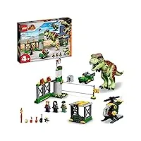 lego 76944 jurassic world l'Évasion du t rex: jouet de dinosaure avec voiture, maquette d'hélicoptère et aéroport, cadeau pour les enfants, filles et garçons dès 4 ans et plus