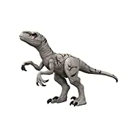 jurassic world figurine articulée dino de course super colossal, grand dinosaure de 94 cm de long avec trappe ventrale, dès 4 ans, hfr09