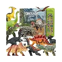 fruse dinausaures jouet avec livre sonore interactif,12 réaliste figurine dinosaure,livre de dinosaures avec 3 modes d'apprentissage,dinosaure cadeaux pour enfants de 3 4 5 6 7 ans(version anglaise)