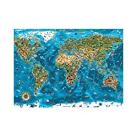 jouets puzzle adulte géant carte du monde : les plus belles merveilles - 12000 pieces - collection monument et pays - mappemonde - nouveauté