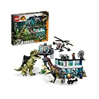 lego jurassic world giganotosaurus & therizinosaurus attack 76949 building toy set; fun for kids aged 9 and up (658 pieces)
