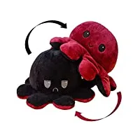 kunstify - peluche pieuvre super xxl réversible 80 cm, rouge et noire