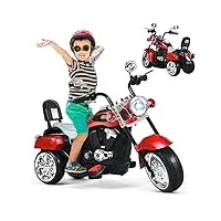 goplus moto Électrique pour enfants, véhicule Électrique 6 v à 3 roues avec vitesse 2,5-3km/h,charge 30 kg, scooter pour garçons et filles à partir de 3 ans, 91 x 48 x 64 cm (rouge)