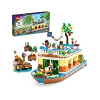 lego 41702 friends la péniche, jouet bateau pour enfants dès 7 ans avec jardin, 4 mini-poupées, figurines animaux, set nature