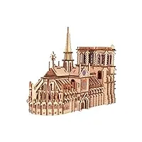 bzyz puzzle 3d en bois 3d - kit de bricolage de construction cathédrale de notre dame - 239 pièces - un défi pour les enfants de plus de 14 ans