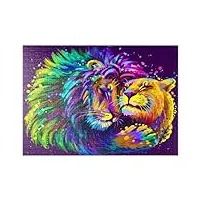 artistique, lion néon enlaçant une lionne dans le style pop art - premium 500 pièces puzzle - collection spéciale mypuzzle de puzzle galaxy