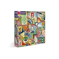 eeboo: piece and love ufo victorian ladies puzzle carré de 1000 pièces pour adultes et familles, comprend des pièces brillantes, robustes et un minimum de poussière