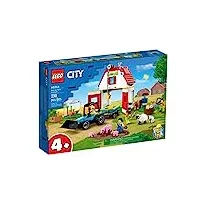 lego 60346 city la grange et les animaux de la ferme, jouet de tracteur avec remorque et figurines d'animaux de vache et de mouton pour enfants de 4 ans et plus