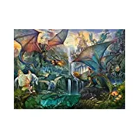 puzzle adulte le royaume des dragons - 9000 pieces - collection monde fantastique - foret fee - licorne
