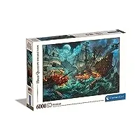 clementoni - puzzle pirates battle - 6000 pièces - paysage - illustration d'une scène sur la mer - encastrements faciles - matériaux recyclés - pour adultes