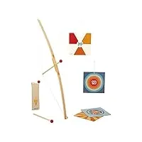 janod - set tir à l'arc en bois - un arc et 3 flèches, un carquois et 4 cibles - jeu de plein air et sport - adresse et motricité - certifié fsc - dès 5 ans, j03172