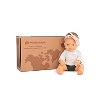 miniland ensemble cadeau dolls : poupée bébé caucasien de 32 cm et ensemble forest, multicolore, 31216