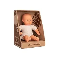 miniland dolls: poupée caucasienne de 32 cm avec corps mou présenté coffret cadeau, 31362