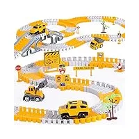 vubkkty lot de 245 jouets de construction pour pistes de course - contient des excavatrices, bulldozer, chargeur, 2 voitures électriques, voitures jouet à partir de 3, 4, 5, 6 ans