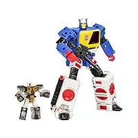transformers generations legacy evolution, figurines twincast et autobot rewind classe voyageur de 17,5 cm
