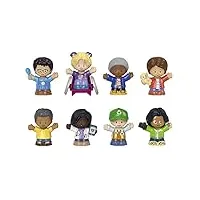 fisher-price coffret figurines du genre humain (6,3 cm) little people, 8 personnages avec différentes couleurs de peau et coupes de cheveux, jouet enfant, dès 1 an, hnl59