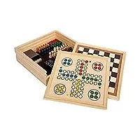 small foot collection de jeux 7 classiques en bois, jeux de société pour toute la famille, pour enfants à partir de 6 ans, 12322