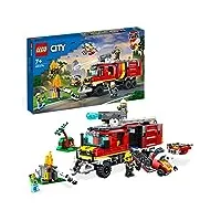 lego 60374 city le camion d’intervention des pompiers, jouet avec drones terrestres et aériens, avec figurines, et véhicule d'urgence moderne, activite paques enfants 7 ans