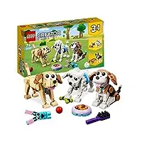 lego 31137 creator 3-en-1 adorables chiens, figurines de teckel, carlin, caniche, jouet de construction pour enfants dès 7 ans, cadeau pour les amoureux des chiens