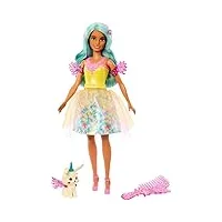 barbie coffret a touch of magic avec poupée teresa en tenue de fée et figurine lapin, accessoires inclus, À collectionner, jouet enfant, a partir de 3 ans, hlc36