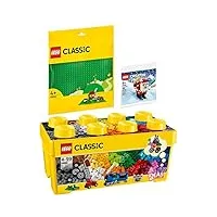 lego classic 10696 la boîte de briques créatives lego, 11023 la plaque de construction verte & 30580 père noël